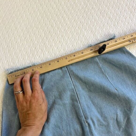 Y2K Patchwork Mini Denim Skirt Blue Jean Raw Hem Blueblush Blue Blush Size Small - Picture 8 of 8